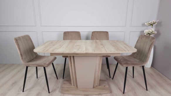 Стол Avalon Интарсио Дуб Крафт Серый/Латте Раскладной 140/180 см 1