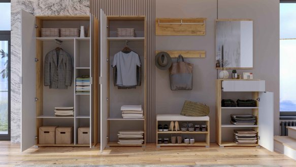 Модульная прихожая Миромарк Асти Дуб крафт / Белый глянец 2