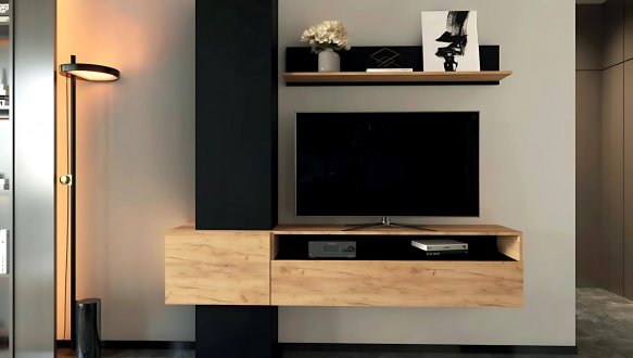 Стінка Венді Дуб крафт золотий / Чорний