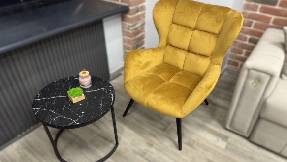 Крісло м'яке Halmar Tyrion / Тіріон Гірчичний / Чорні ніжки 0