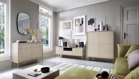 Комод Моно / Mono MК104 високий Бежевий/золоті ніжки 3