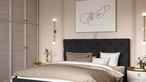 Ліжко м'яке двоспальне Віоріна Деко Велюр з підйомним механізмом та нішею для білизни 1