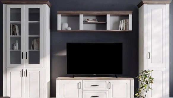 Вітрина REG2D2W Канді Білий альпійський / Дуб стірлінг / Білий матовий 1