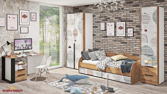 Модульная детская Oxford/Оксфорд Комфорт мебель Дуб Золотой/Белый глянец 6