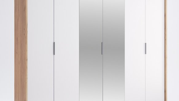 Шкаф 6Дв с зеркалом Миромарк Асти 6 дверный дуб крафт 275 см