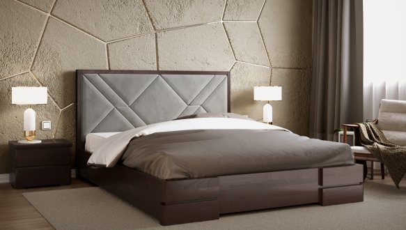 Ліжко дерев'яне з м'якою вставкою ArborDrev Лоренс Сосна / Бук 4