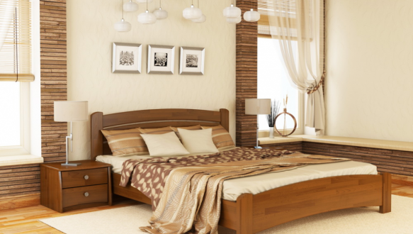 Кровать деревянная Эстелла Венеция Люкс / Серия Вега Щит / Массив Бук 9