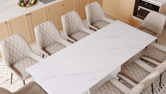 Стол Edmund (140-200 см) Snow White Matt / White legs 2