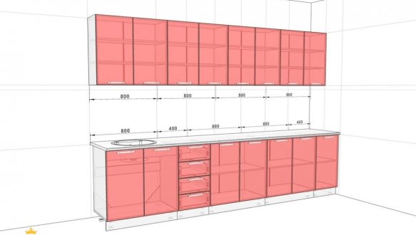 Кухонний комплект Фарбований високий глянець 3,2 м 1