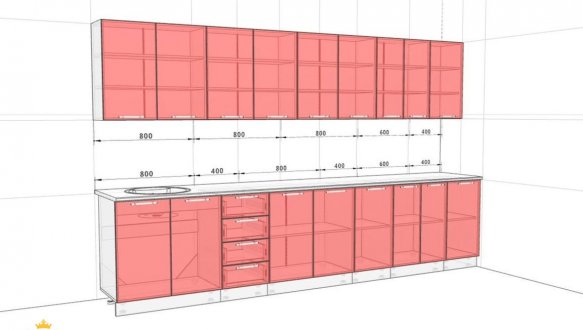 Кухонний комплект Фарбований високий глянець 3,4 м 1