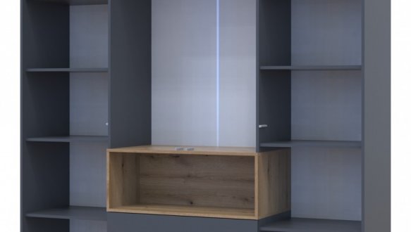 Шкаф для одежды с нишею Дорос Дейл 4 дверная с 2-мя ящиками графит 206 см 4