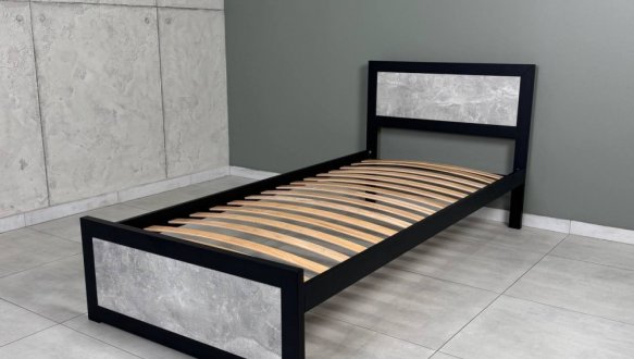 Кровать LOFT 90×200 Дуб Сонома / Чёрный мат MebliRoMax 2