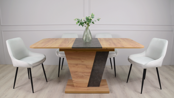 Стол кухонный раскладной FOREST D/A Интарсио Дуб Крафт Золотой/Ателье Темный 120/160 см 0