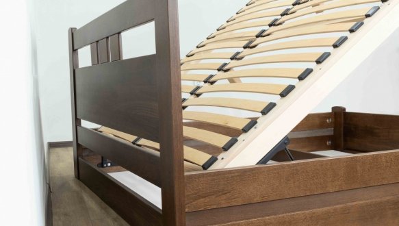 Ліжко дерев'яне низьке узніжжя Дрімка Геракл з підйомним механізмом та нішею для білизни Бук 14