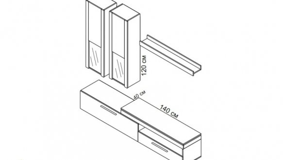 Стенка Личи Бетон стайл / Бетон темный 2