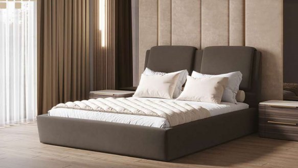 Кровать мягкая двуспальная Городок меблі Лаура с подъемным механизмом и нишей для белья