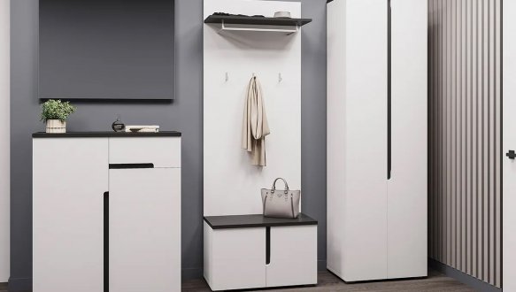 Модульний передпокій Сокме Джордан Антрацит / Білий