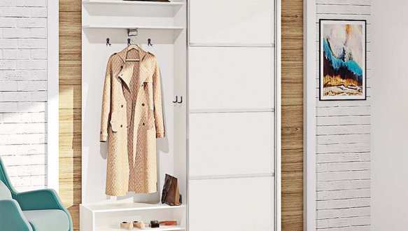 Прихожая-купе 1,4м ДСП из 4-х частей крашеный высокий глянец однодверный