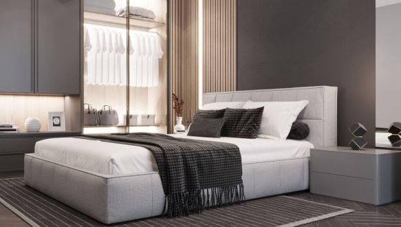 Кровать двуспальная мягкая Woodsoft Bergamo / Бергамо 3