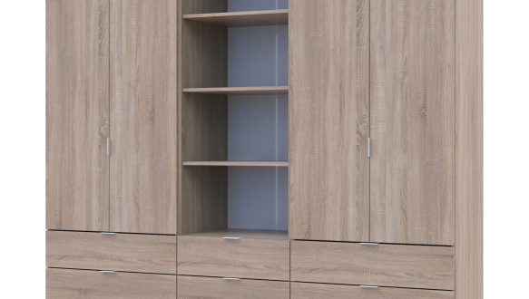 Шкаф для одежды Дорос Гелар дуб сонома 4-х дверный с пеналом 215 см