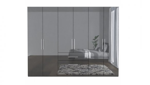 Шкаф 6дв 3шх Миромарк Магнум 6 дверный антрацит 294 см