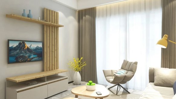 Стінка Елліс з декоративними рейками Кашемір/дуб артизан