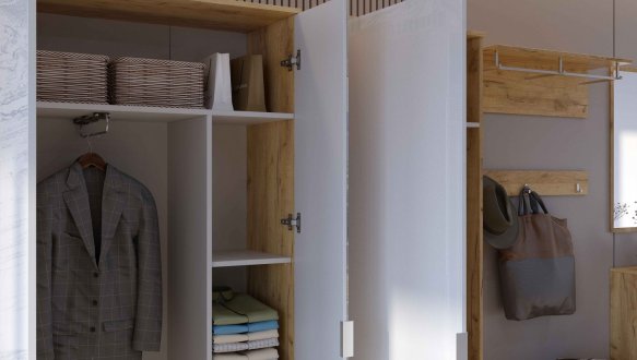 Модульная прихожая Миромарк Асти Дуб крафт / Белый глянец 0