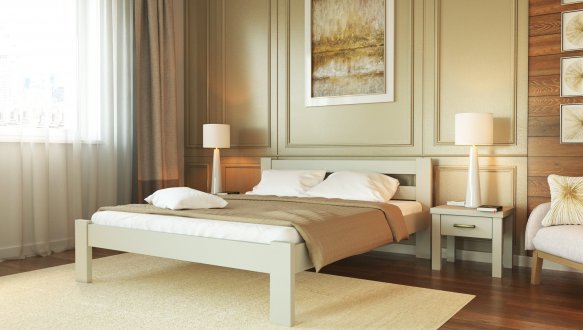 Кровать деревянная Лев Соня Массив бук Белый