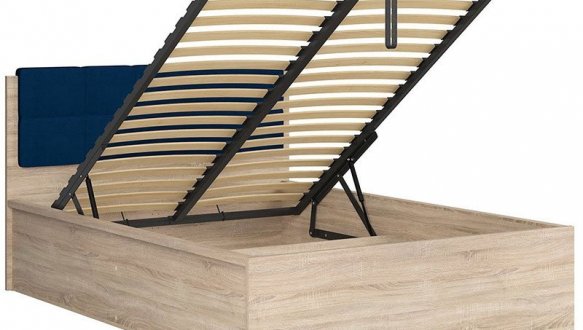 Ліжко двоспальне з м'яким узголів'ям BRW Poland LOZ/160/B Tetrix / Тетрікс з підйомним механізмом та нішею для білизни ДСП 6