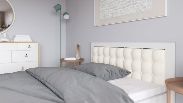 Ліжко дерев'яне з м'якою вставкою ArborDrev Рената Люкс з підйомним механізмом та нішею для білизни Сосна / Бук Білий 0