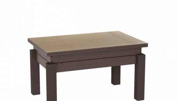 Стол-трансформер B-Fly Glass Art In Head Венге/Венге ноги/Бежевое стекло 3