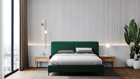 Кровать мягкая двуспальная Woodsoft Catania / Катания 2