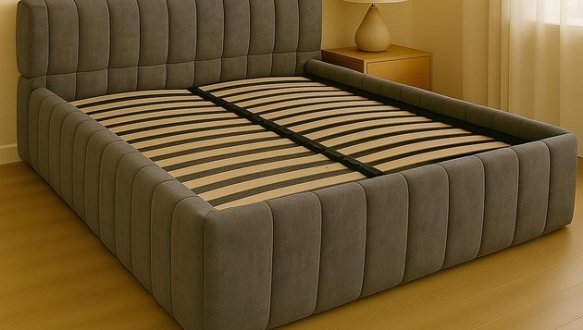 Ліжко м'яке Городок меблі Браун з підйомним механізмом та нішею для білизни 3