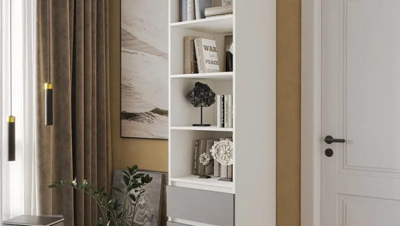 Шкаф Морели Т219 белый/антрацит с полками и ящиками 50 см