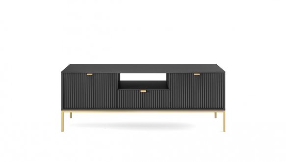 Тумба під ТВ Nova/Нова RTV154 Чорний золоті ніжки Perfect Home Ширина 154 см