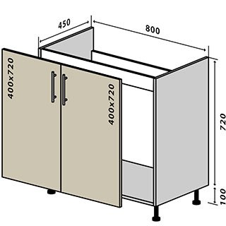 Тумба нижняя под мойку №14 80-82 Стандарт RODOS
