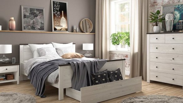 Модульная спальня Antwerpen/Антверпен BRW Poland Светлая модрина / Сосна Larico 4