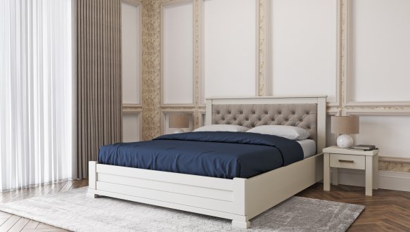 Ліжко дерев'яне Лев Лорд М50 з підйомним механізмом і нішею для білизни масив Бук Білий