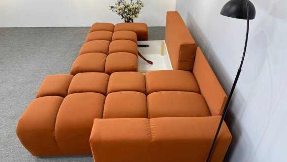 Кутовий диван розкладний крокуюча єврокнижка Елізіум Сапфір 277 см 25