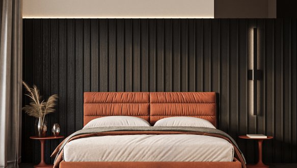 Кровать мягкая двуспальная Woodsoft Narni II / Нарни II с подъемным механизмом и нишей для белья