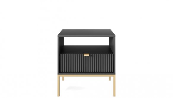 Тумба прикроватная Черный/Золотые ножки S54 Nova