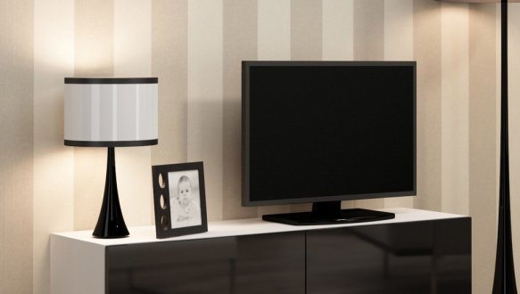 Тумба під ТВ Vigo/Віго RTV140 Білий мат/Чорний глянець Cama Ширина 140 см