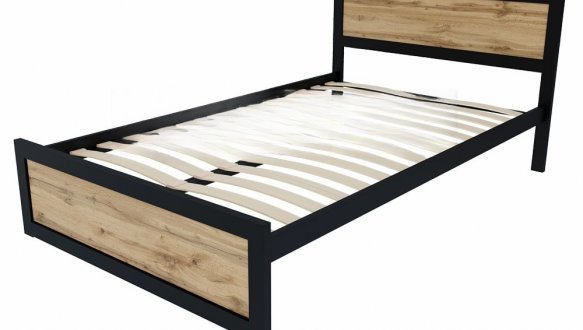 Кровать LOFT 120×200 Дуб Сонома / Чёрный мат MebliRoMax 2