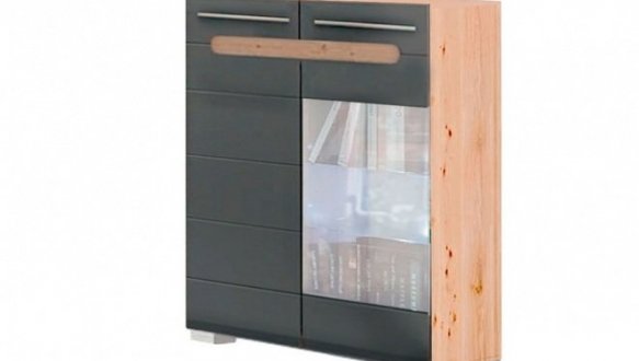 Тумба 2Д Б'янко (скло) Графіт