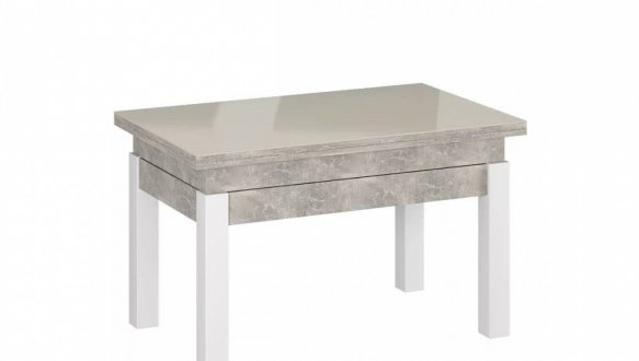 Стол-трансформер B-Fly Glass Art In Head Ателье светлый/Белые ноги/Жемчужина белая стекло 3