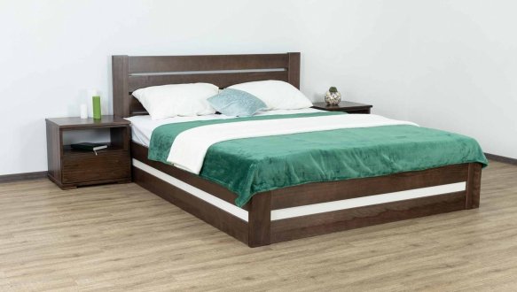 Ліжко дерев'яне Дрімка Лотос з підйомним механізмом та нішею для білизни Бук 17