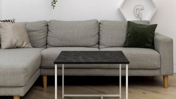 Столик Квадро М вугільний камінь 