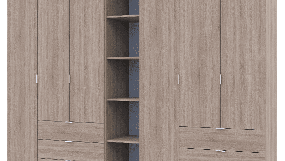 Шкаф Дорос Гелар дуб сонома с Этажеркой 6 дверной 270,6 см
