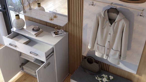 Модульная прихожая Миромарк Белла Белый глянец 1