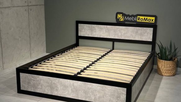 Кровать LOFT 180×200 + подъёмный механизм Дуб Сонома / Чёрный мат MebliRoMax 4